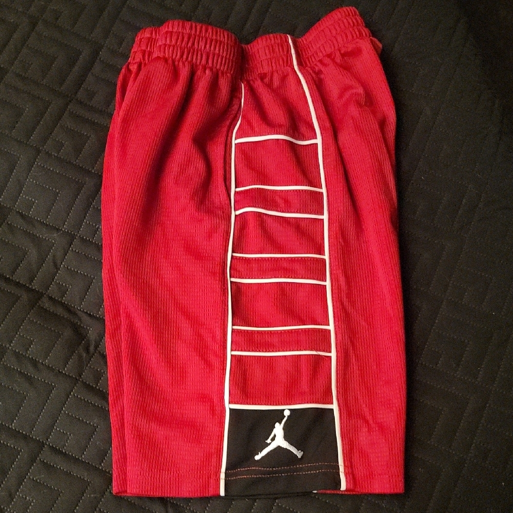 Jordan Red Basketball Shorts with White Accents